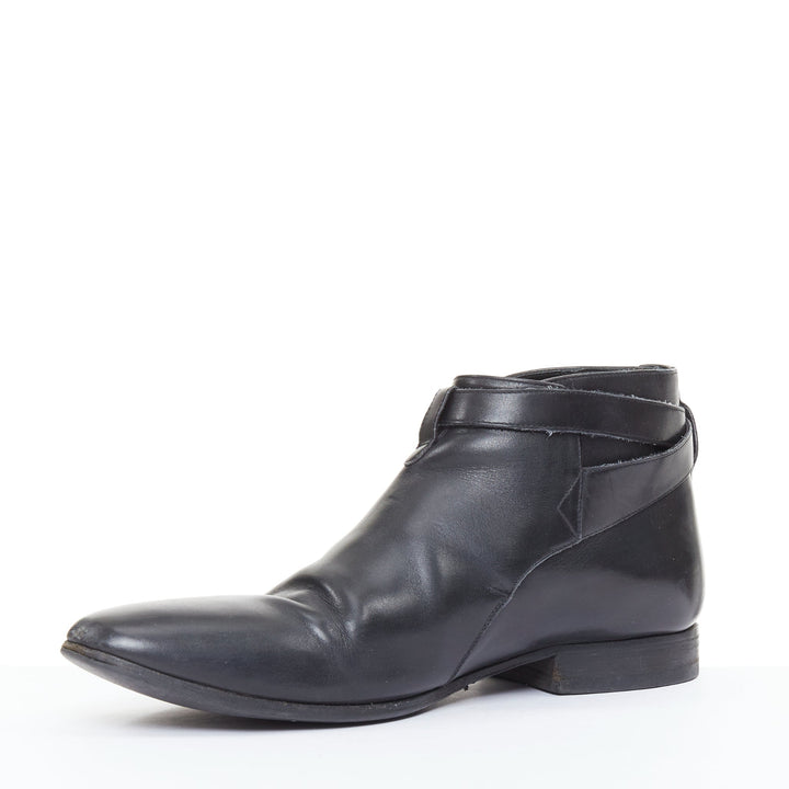 SAINT LAURENT Cropped Jodhpur 20 black leather silver buckl ankle boots EU41