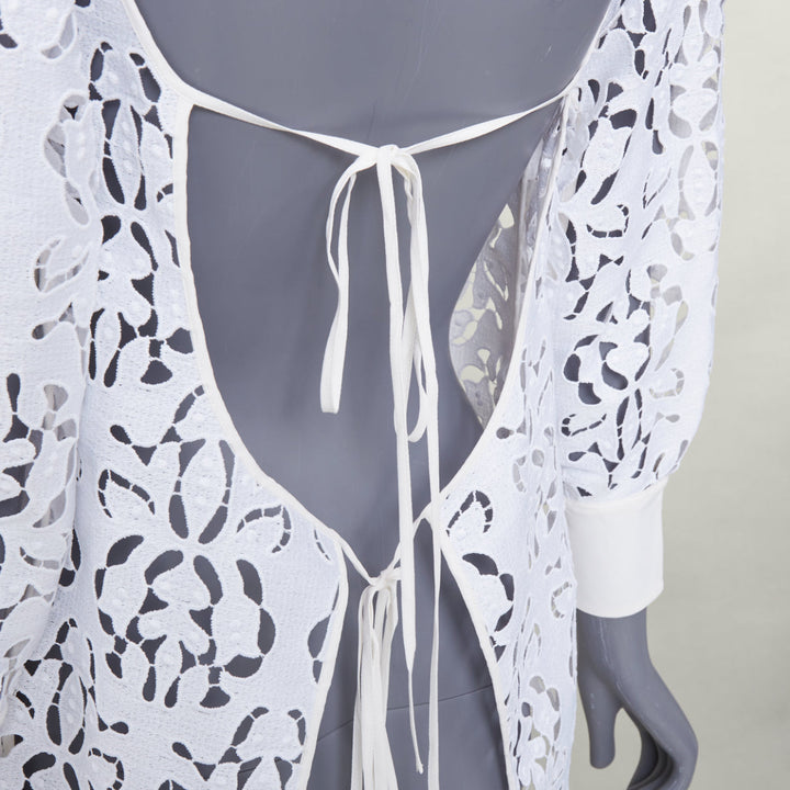 NO. 21 white floral embroidered anglais lace  open back button-up shirt IT38 XS
