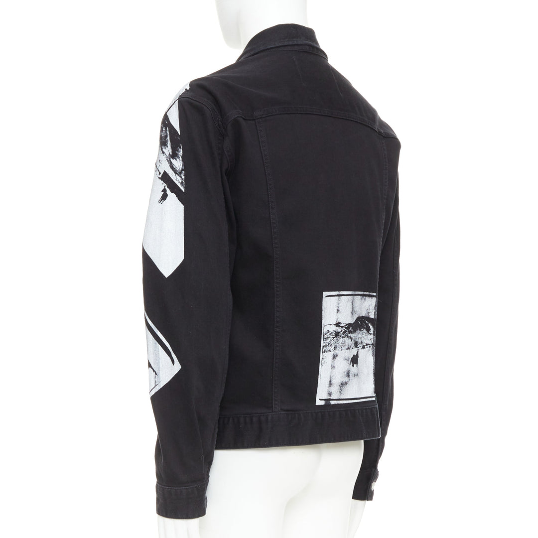 CALVIN KLEIN 205W39NYC Raf Simons Andy Warhol black pop art trucker jacket L