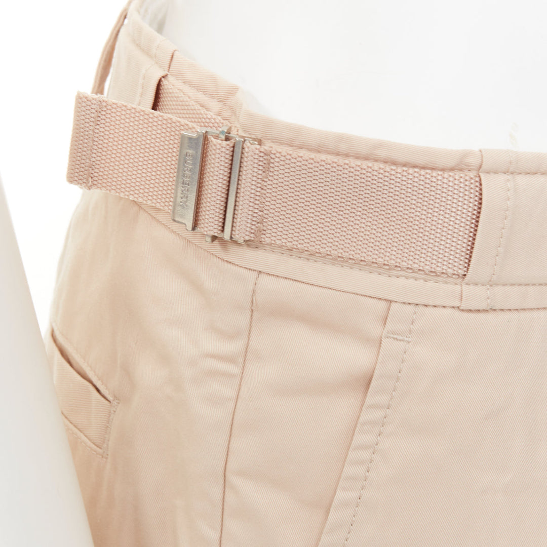 BURBERRY soft fawn beige technical cotton Billy multi pocket cargo shorts T44 XS