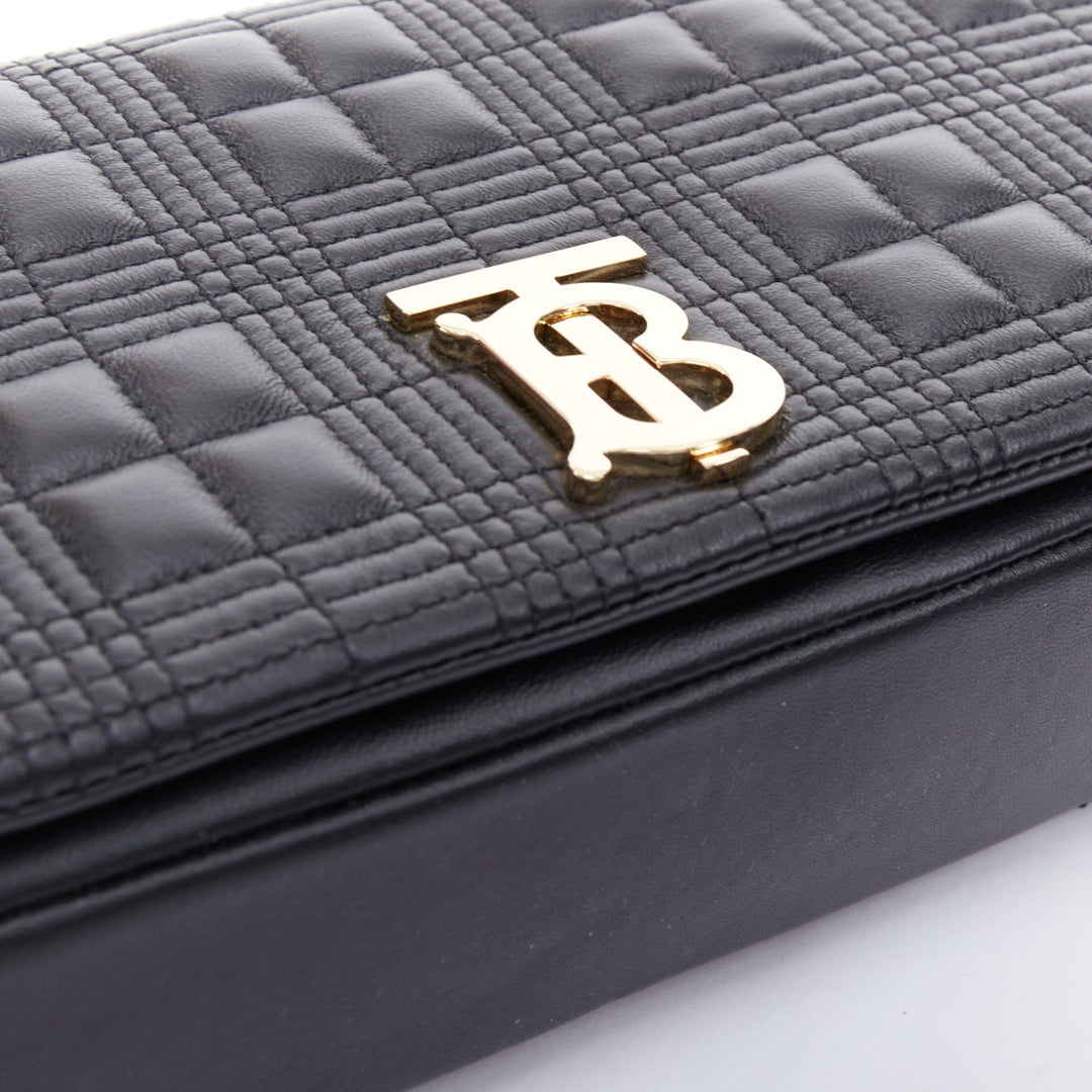 BURBERRY Lola black quilted leather gold TB logo crossbody bag