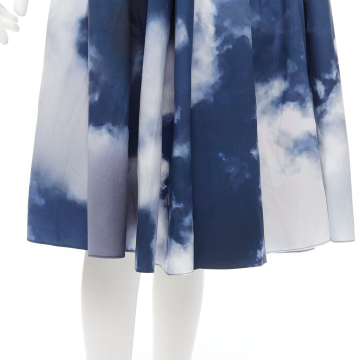 ALEXANDER MCQUEEN 2022 Sky cloud blue white A-line flared skirt IT38 XS