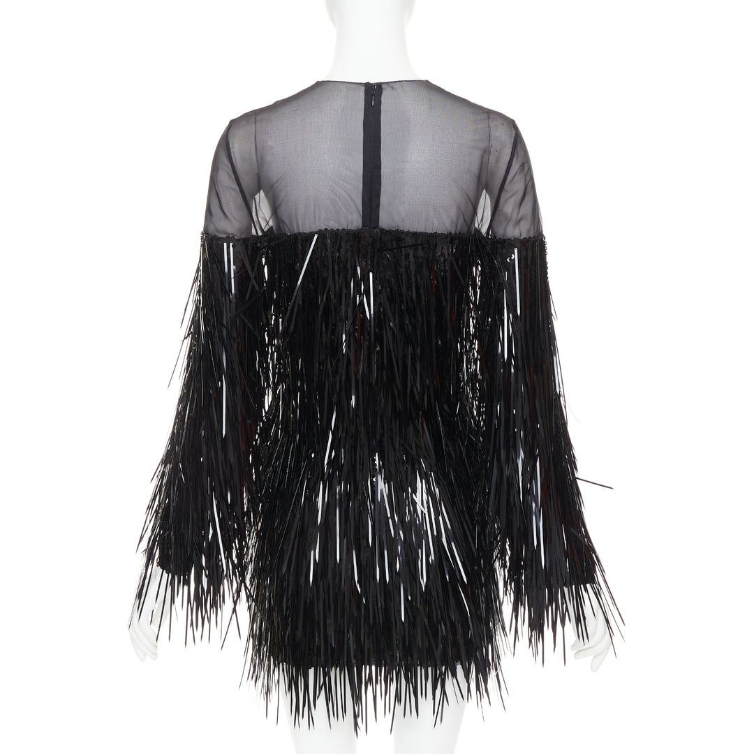ALEXANDRE VAUTHIER COUTURE AW2022 Runway black long paillette sequin sheer dress