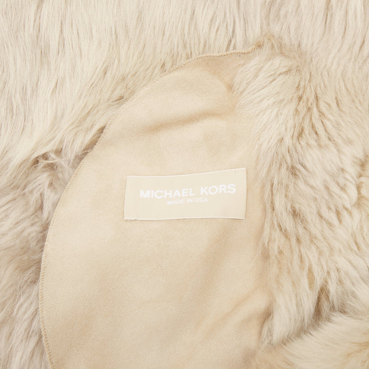 MICHAEL KORS COLLECTION Runway brown fur lined suede leather vest coat