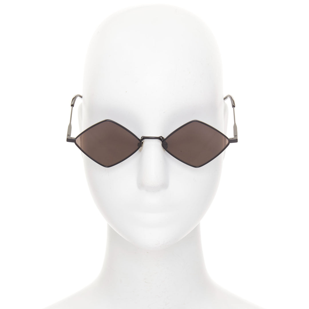SAINT LAURENT SL302 Lisa black grey metal rhombus diamond shaped sunglasses