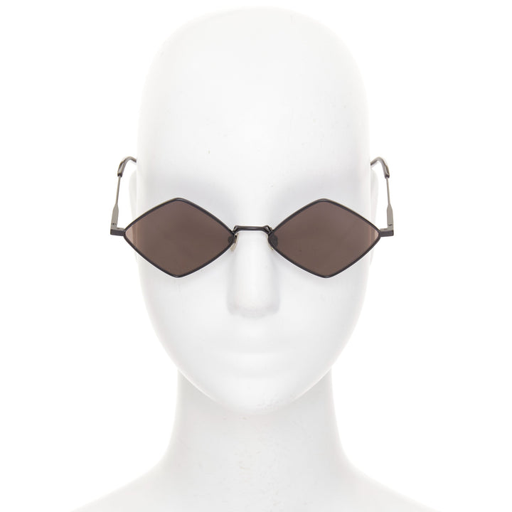 SAINT LAURENT SL302 Lisa black grey metal rhombus diamond shaped sunglasses