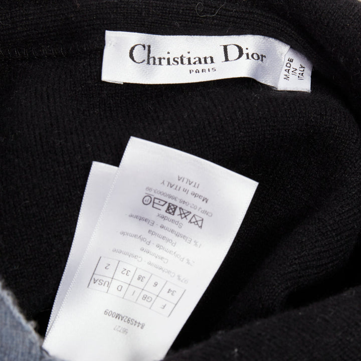 CHRISTIAN DIOR J'adior 8 dusty blue cashmere blend dropp sleeves hoodie FR34 XS