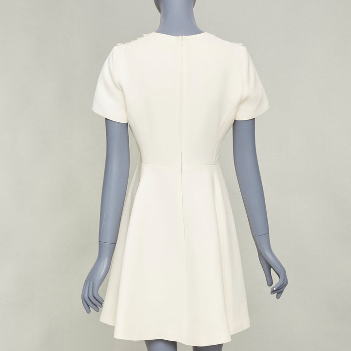 DIOR Bridal ivory wool silk crepe lace bib cocktail dress FR38 M