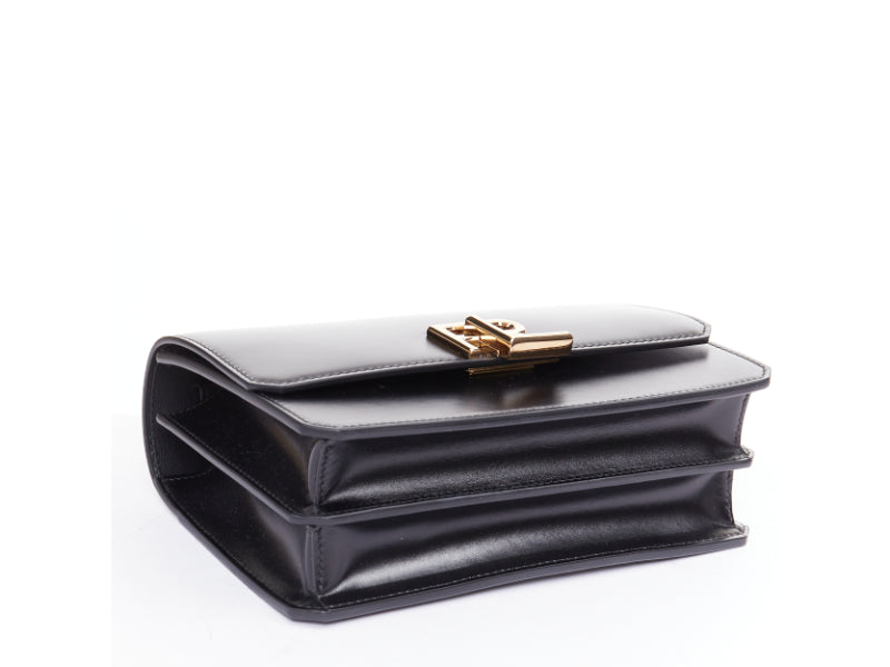 RALPH LAUREN Collection RL 888 black calfskin gold RL crossbody satchel bag