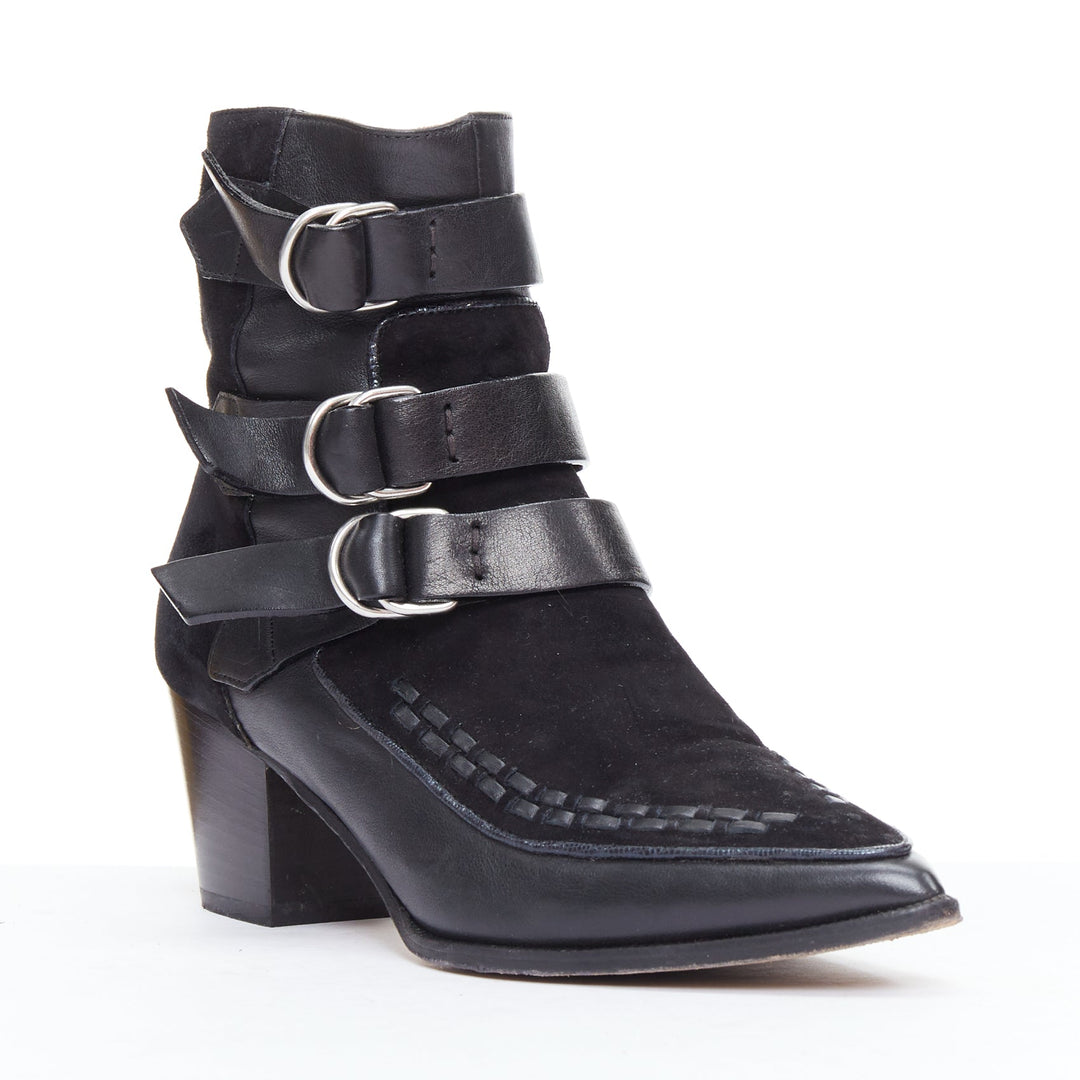 Female mannequin wearing Isabel Marant Dickey Black Leather Women Boots in Size EU38 | Available at JHROP