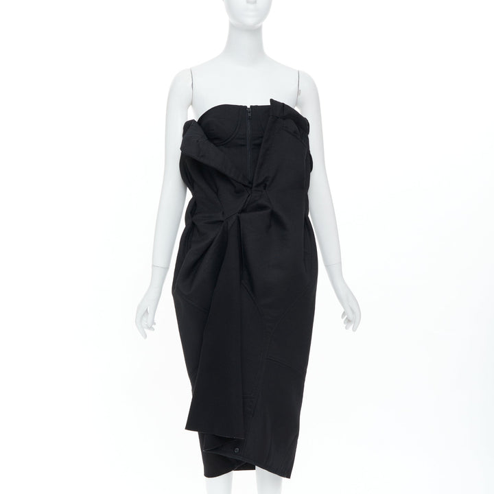 MAISON MARGIELA 2019 black deconstructed bustier strapless dress IT40 S