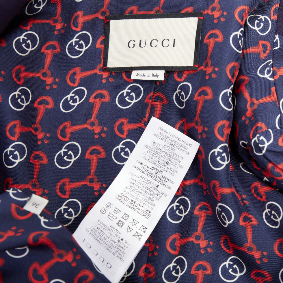 GUCCI 2019 Passimentarie Trim Cady navy embroidery military blazer IT36 XXS