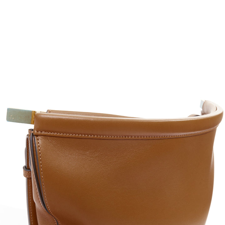 CELINE 2018 Phoebe Philo Clasp Bucket tan brown smooth calf  clasp shoulder bag