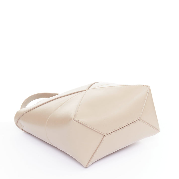 LOEWE 2023 Mini Puzzle Fold Tote sand grey leather gold logo top handle bag