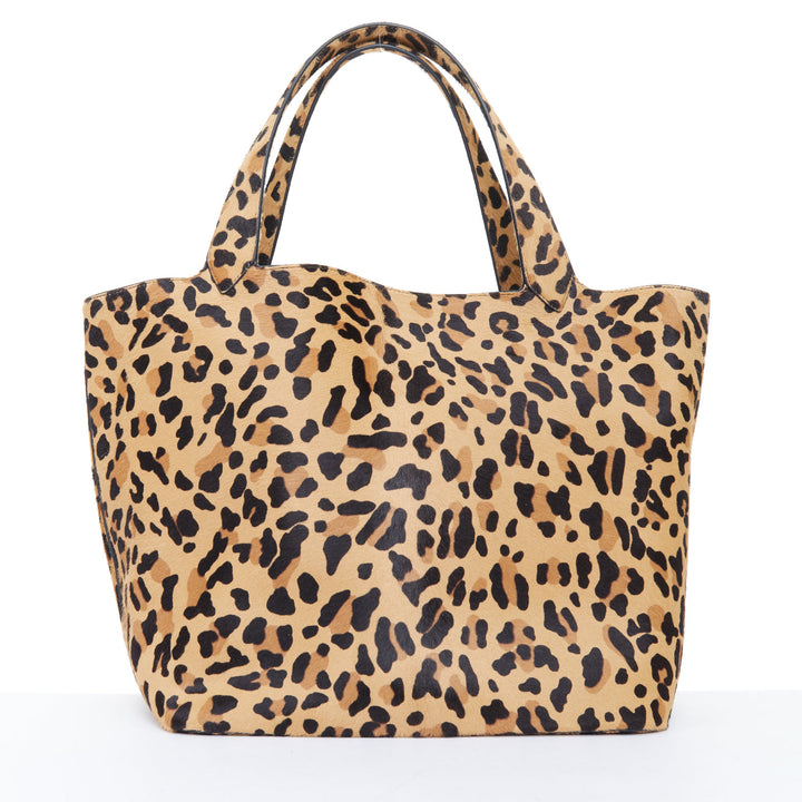 ALAIA 2025 Le Cabas Brun Sepia leopard print calf hair large open top tote bag