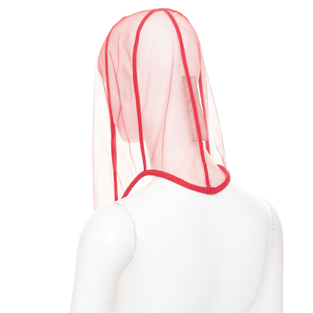 rare RICK OWENS 2024 Lido Runway sheer nylon tulle helmet mask hood veil S