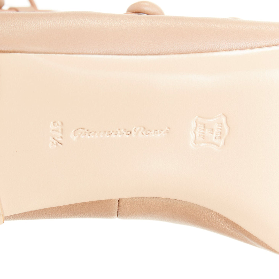 GIANVITO ROSSI nude leather button multi strap pointed ballerina flats EU37.5