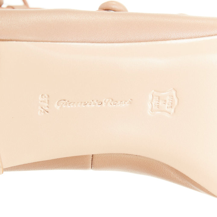 GIANVITO ROSSI nude leather button multi strap pointed ballerina flats EU37.5