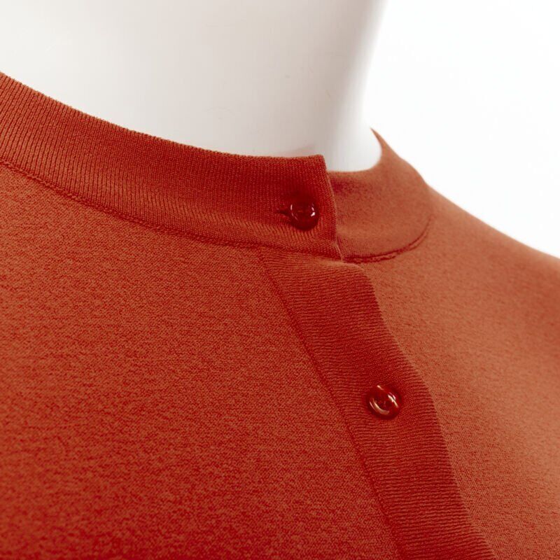 ALAIA Signature cropped stretch knit button cardigan Sanguine Orange FR38 S