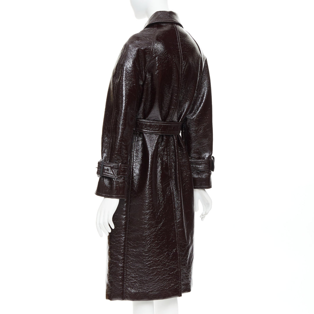 JOSEPH burgundy coated wool felt double breasted trench coat FR34 XS