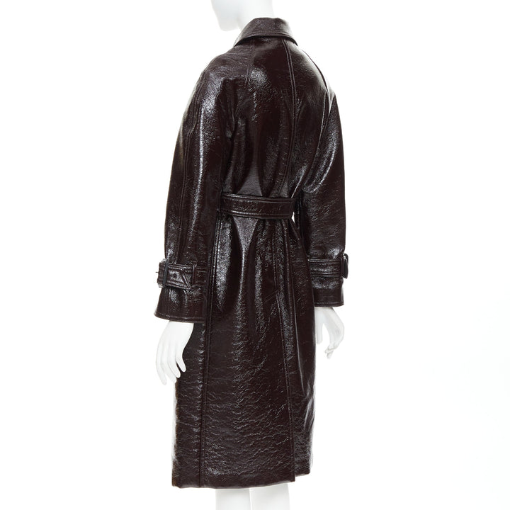 JOSEPH burgundy coated wool felt double breasted trench coat FR34 XS