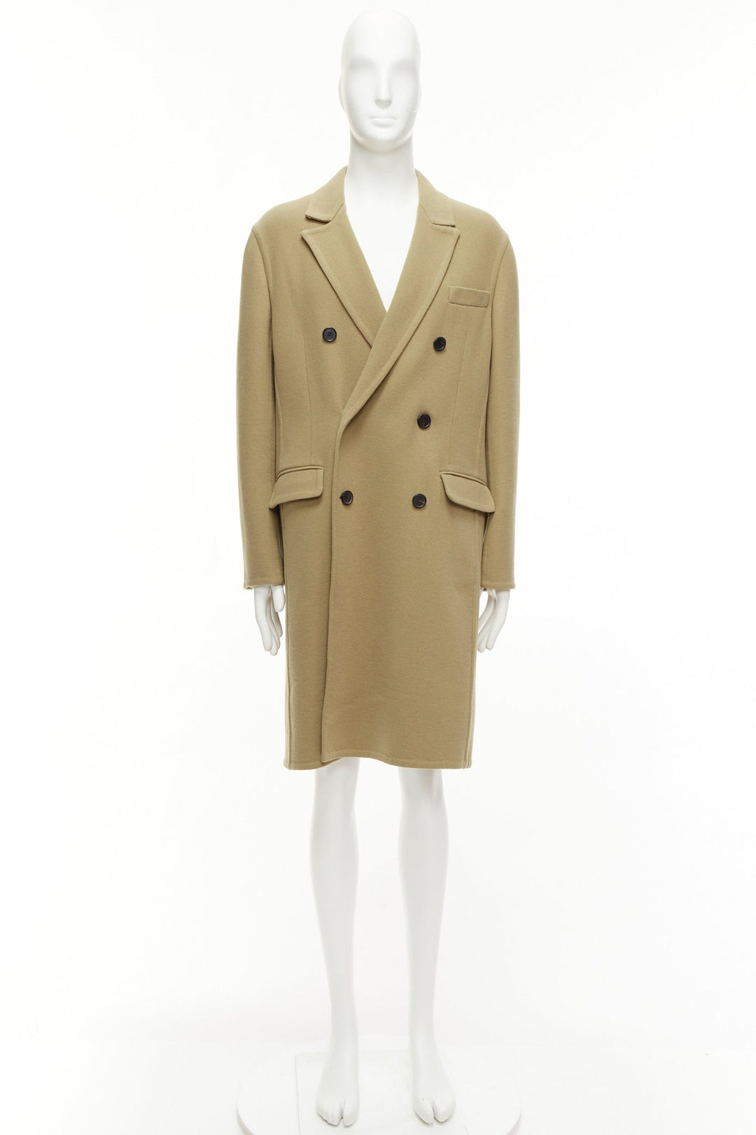 LOEWE camel wool cashmere black double breasted oversized coat IT46 S