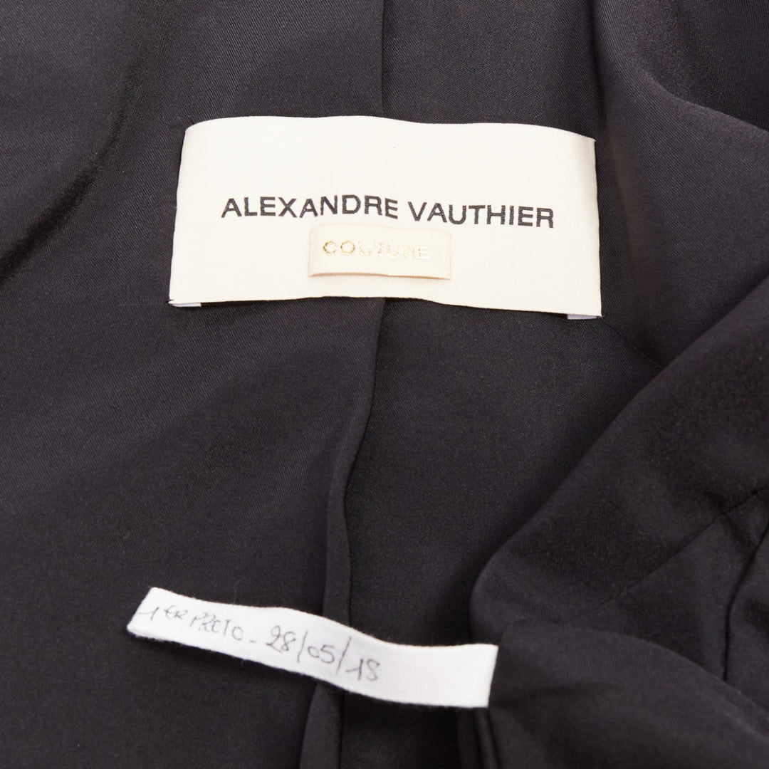 ALEXANDRE VAUTHIER COUTURE black peak lapel cropped blazer short tuxedo jacket