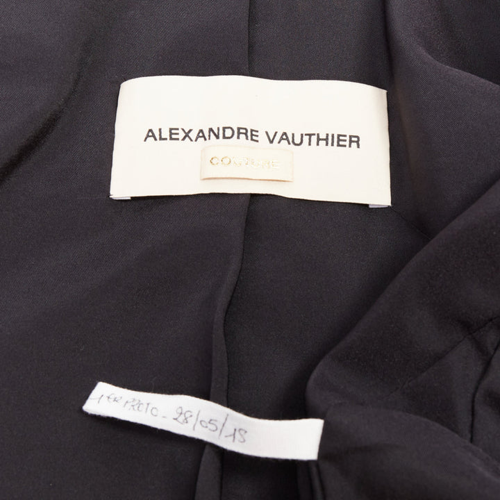 ALEXANDRE VAUTHIER COUTURE black peak lapel cropped blazer short tuxedo jacket