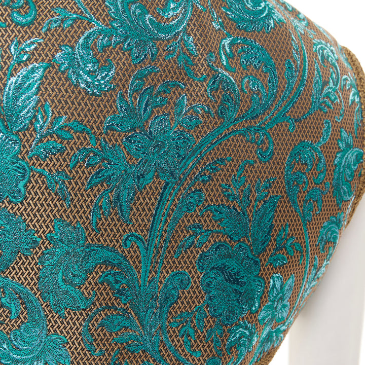 DOLCE GABBANA 2021 blue gold metallic baroque floral jacquard bolero IT38 XS