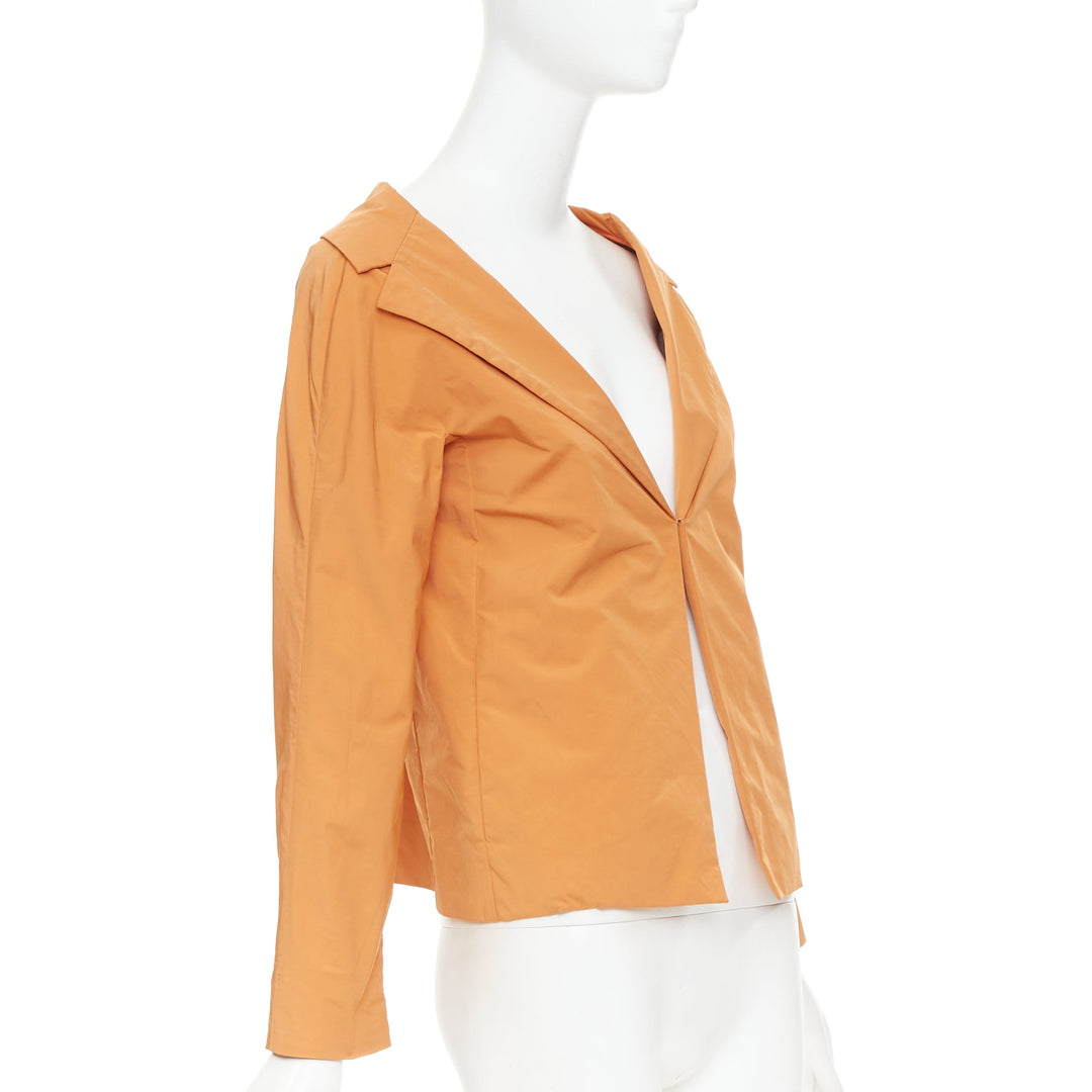 MARNI orange nylon blend notch lapel single breasted cropped blazer IT36 XXS