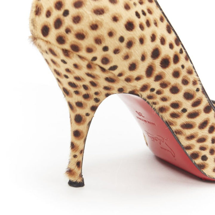 CHRISTIAN LOUBOUTIN brown cheetah spot print calf hair point toe pump EU36