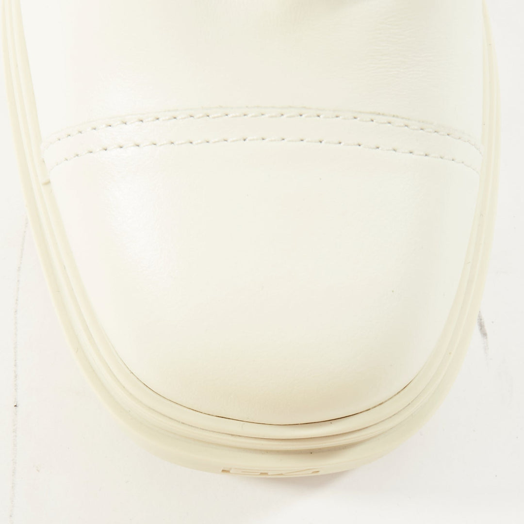 GIUSEPPE ZANOTTI Cubalibre white leather chunky block heel ankle boots EU39