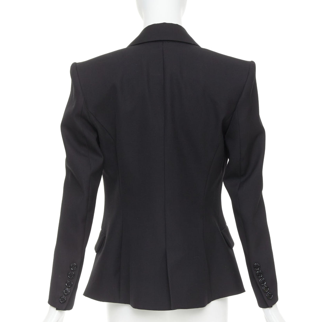 ALEXANDRE VAUTHIER COUTURE SS2021 black grain de poudre satin lapel tux jacket