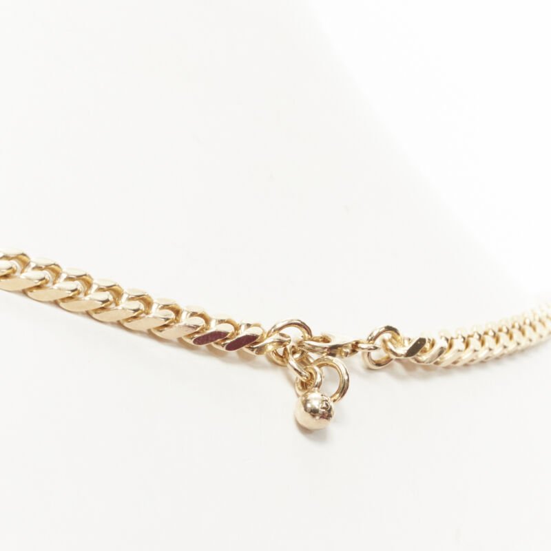 BOTTEGA VENETA gold tone BV ID choker chain necklace