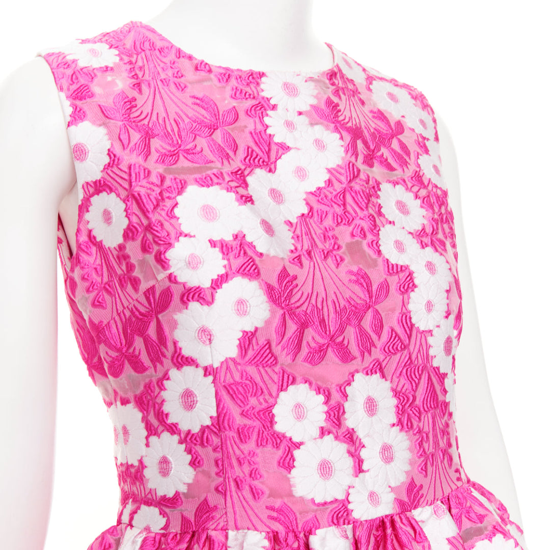 MALENE ODDERSHEDE BACH 2018 pink white Papaver floral jacquard midi dress M