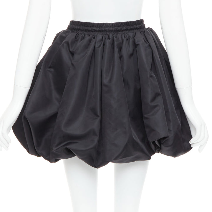 DAVID KOMA black nylon bubble silver drawstring puffball skirt UK6 XS