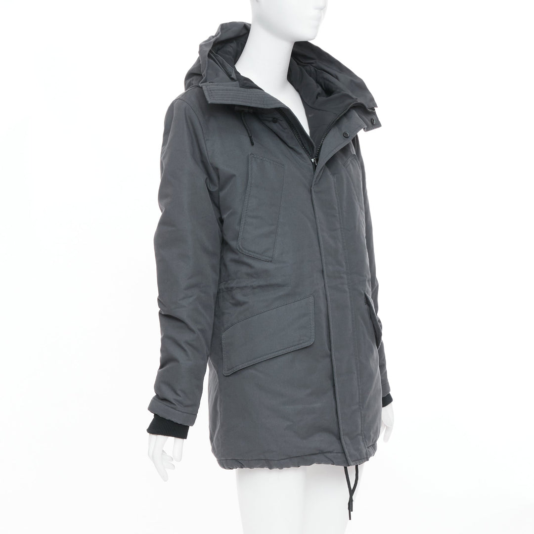 SANDRO Rescue charcoal grey padded technical pocketed hooded utility jacket XS