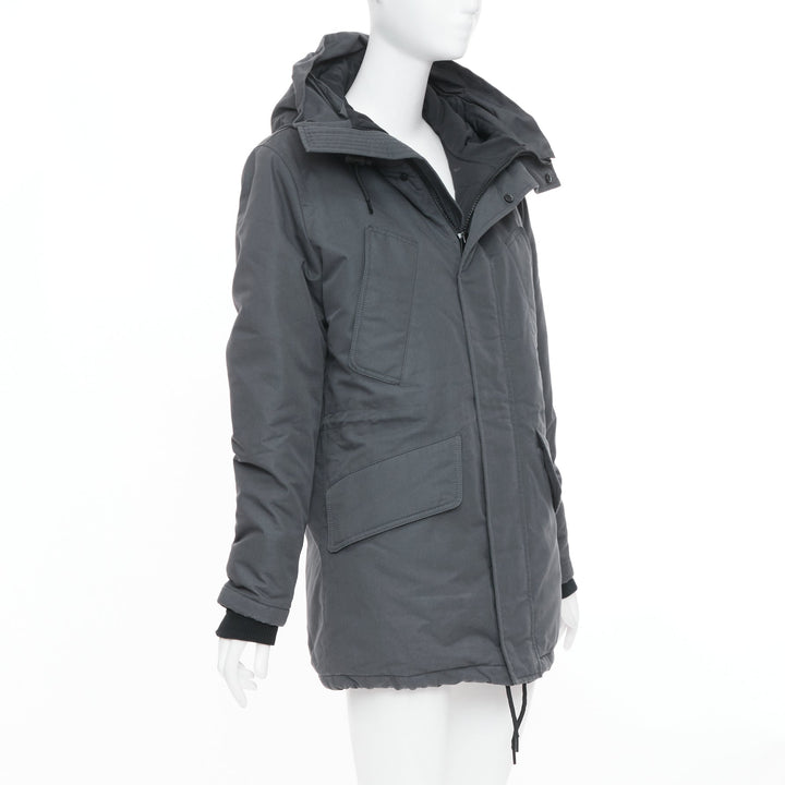 SANDRO Rescue charcoal grey padded technical pocketed hooded utility jacket XS