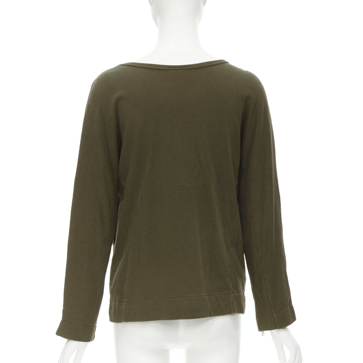 DRIES VAN NOTEN brown cotton silver zip detail sweater top M
