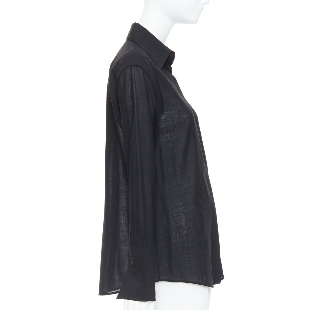 GUCCI Tom Ford black minimal sheer button down dress shirt