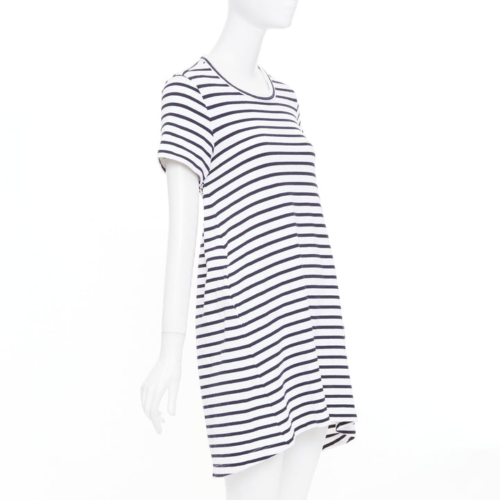 SACAI 2018 striped cut out back poplin panel asymmetric apparel dress JP2 M