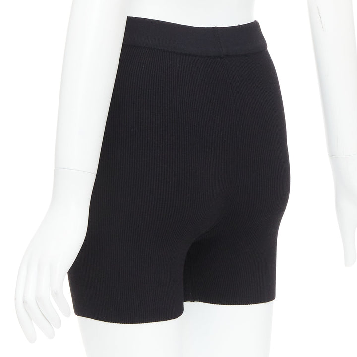 JACQUEMUS black viscose blend minimal knitted cyclist shorts FR36 S