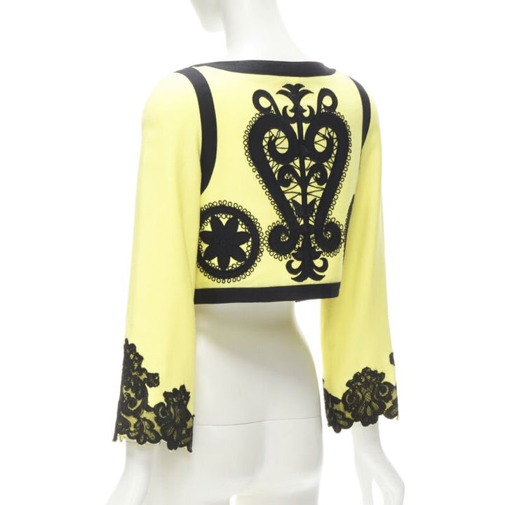CHRISTIAN LACROIX Vintage yellow black Matador embroidery cropped jacket IT38 XS