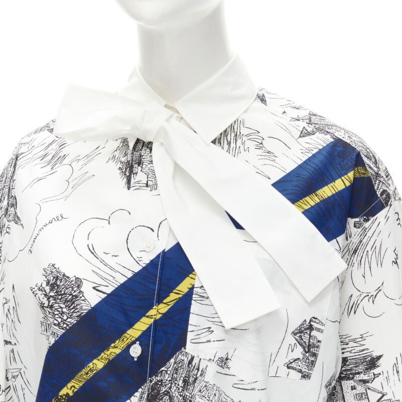 PHILOSOPHY DI LORENZO SERAFINI white landmark illustration cotton shirt IT38 XS