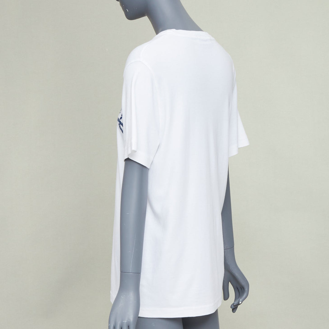 MONSE Cursive Rope white cotton modal navy logo print crew relaexed tshirt XS