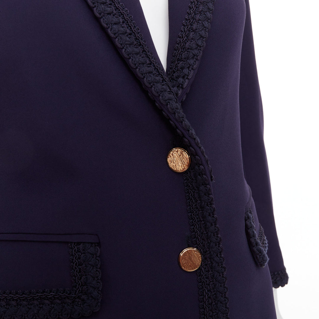 GUCCI 2019 Passimentarie Trim Cady navy embroidery military blazer IT36 XXS