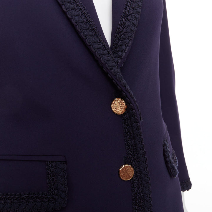GUCCI 2019 Passimentarie Trim Cady navy embroidery military blazer IT36 XXS
