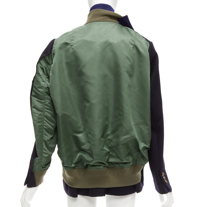 SACAI 2018 black khak hybrid deconstructed half bomber coat jacket JP2 M