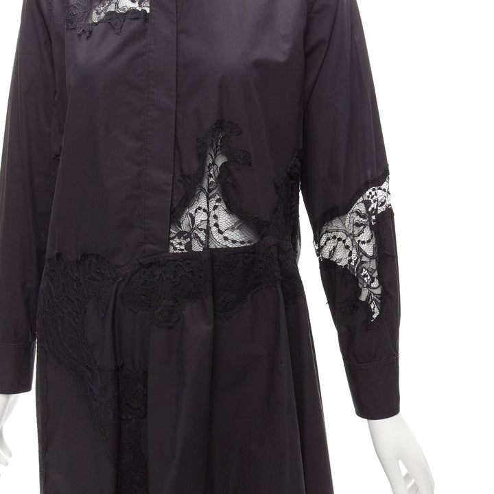 MARQUES ALMEIDA 100% cotton black lace applique cut out bias shirt dress XS
