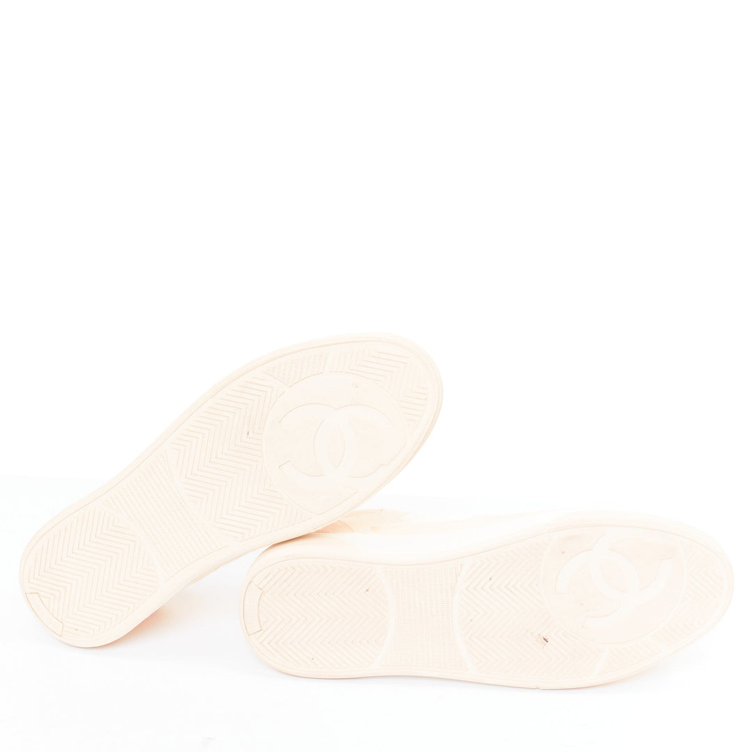 CHANEL 24C CC Canvas Sport Trainer white beige CC quilted sneakers EU38